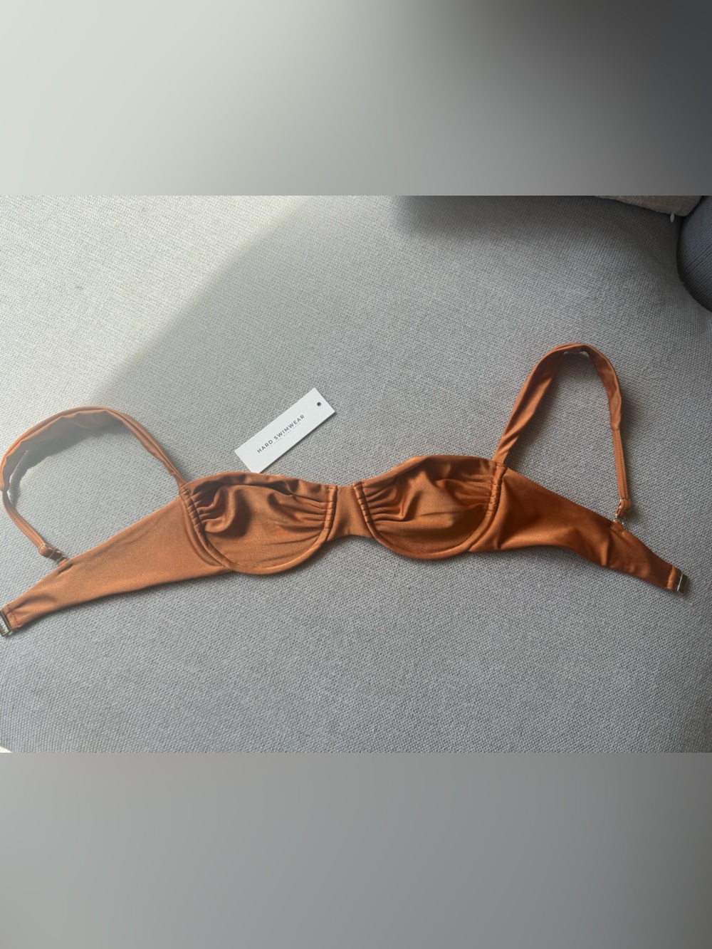 Satin Underwire Bikini Top in Rust